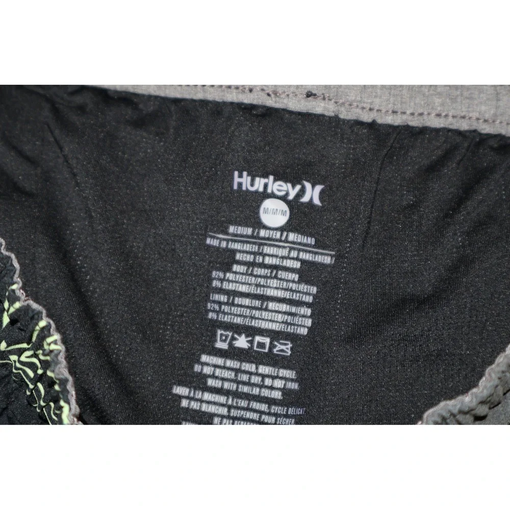Hurley Swim Trunks Mens Medium Black Gray Blue Tie Dye Palm Leaf Board Shorts
